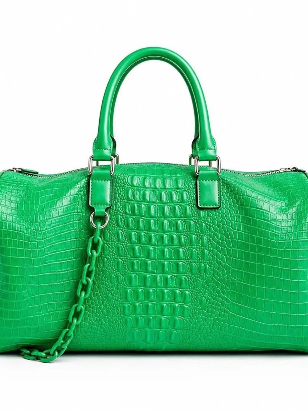 PRIVATA Green Croc-Texture Satchel overnight Bag BRAND NEW with tags and COA!